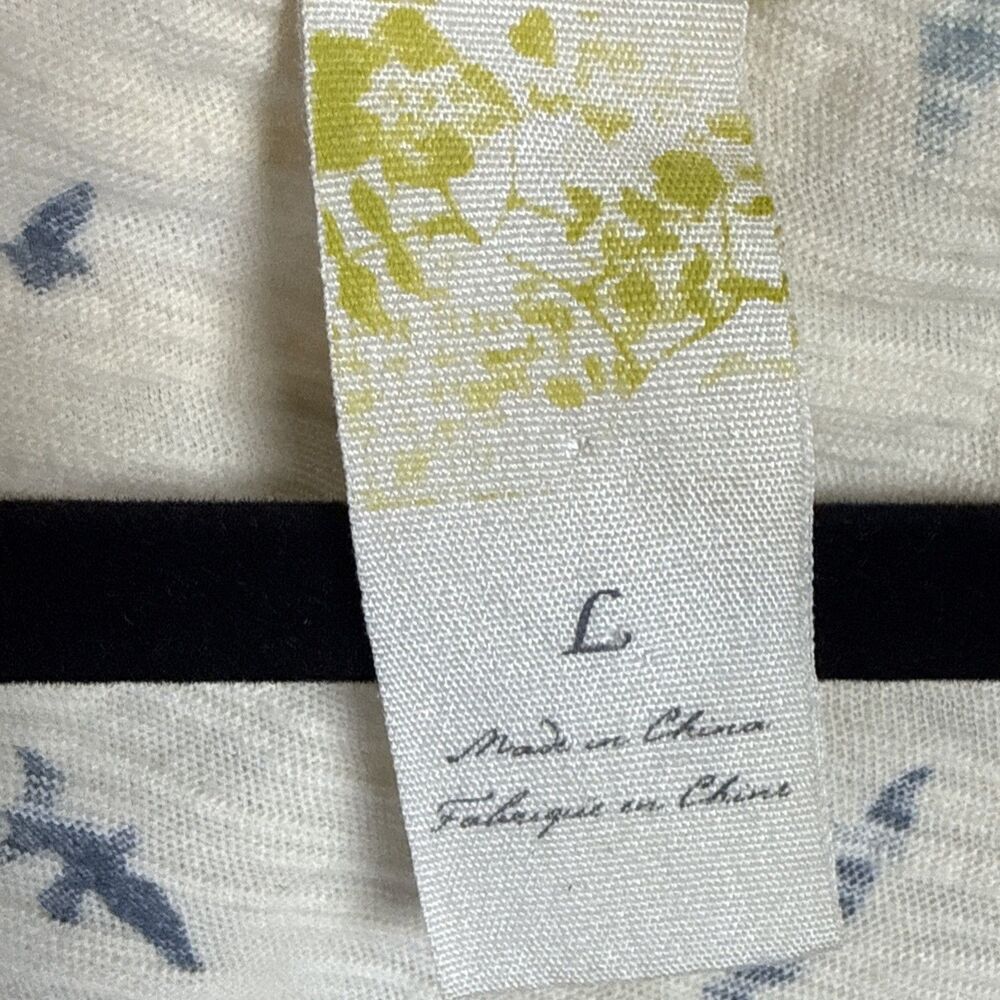 Anthropologie Bird on Flight Ruffled Babydoll Top Rosette Ivory Cotton Large - Picture 3 of 7